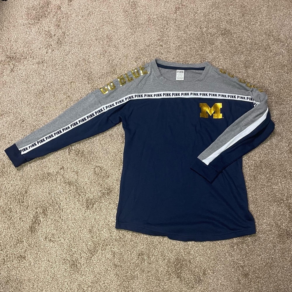 GO BLUE Victoria’s Secret Pink Long Sleeve Top